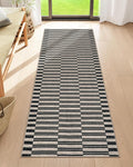 Lahome Elance Striped Easy Jute Entryway Runner, 2x6 Kitchen Mats for Floor Black Rug Runners for Hallways Non Slip Indoor Outdoor Carpet, Farmhouse Non Shedding Carpet for Laundry Porch Corridor
