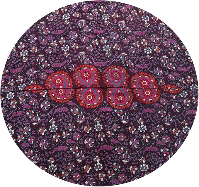32" Purple Mandala Floor Pillow Cushion Seating Throw Cover Hippie Decorative Bohemian Ottoman Poufs, Pom Pom Pillow Cases,Boho Indian