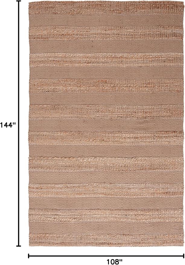 SAFAVIEH Natural Fiber Collection Area Rug - 9' x 12', Taupe & Natural, Handmade Boho Farmhouse Rustic Jute & Cotton Jute, Ideal for High Traffic Areas in Living Room, Bedroom (NFB653E)