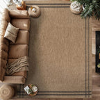 Easy Jute Rugs 4x6 Bordered Natural Color Living Room Indoor Outdoor Area Rug for Patio and Kitchen Rug High Traffic Washable Easy to Clean Solid Boho Woven Design Outside Carpet (4 x 6)