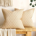 MIULEE Pack of 2 Decorative Burlap Linen Throw Pillow Covers Modern Farmhouse Pillowcase Rustic Woven Textured Cushion Cover for Sofa Couch Bed 24x24 Inch Light Yellow