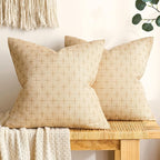MIULEE Pack of 2 Decorative Burlap Linen Throw Pillow Covers Modern Farmhouse Pillowcase Rustic Woven Textured Cushion Cover for Sofa Couch Bed 24x24 Inch Light Yellow