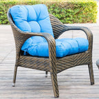 QILLOWAY Outdoor Seat/Back Chair Cushion Tufted Pillow, Spring/Summer Seasonal Replacement Cushions - Set of 2 (Marine Blue)