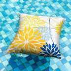 DFXSZ Yellow Blue Outdoor Pillow Cover 18X18 Inch Set of 2 Outdoor Waterproof Summer Floral Yellow Decorative Pillow case Decor for Couch Patio Funiture Garden Print Polyester Cushion Cover 01J18