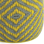 SIMPLIHOME Kent Boho Round Woven Outdoor/ Indoor Pouf in Grey and Yellow Recycled PET Polyester for the Living Room, Bedroom and Kids Room