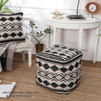 REDEARTH · UNSTUFFED Pouf Ottoman Cover Textured Cube Bean Bag Pouffe Footrest for Living Room, Bedroom, Nursery, Kidsroom; 100% Cotton(18"X18"X18", Linear Diamonds Black)