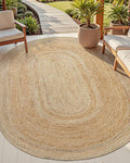 DEXI Jute Area Rug Natural Fiber 6x9 Oval, Woven Braided Durable Farmhouse Design Rugs for Living Room, Bedroom Dinning Room Office Outdoor Patio, Natural