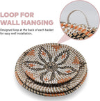 Clinton Calicep & Nicolea Woven Wall Basket Decor Set of 3 - Modern Boho Rustic Wicker Hanging Wall Baskets - Natural Decorative Storage for Bedroom, Kitchen, Living Room & Dining Room