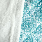 Lush Decor Bohemian Stripe Sherpa Throw Blanket, 50" W x 60" L, Blue & Green - Bold Colorful Boho Stripe Design - Quilted Print - Soft Sherpa Blanket For Bed, Couch, Or Chair
