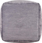 LR Home Contemporary Solid Square Indoor Medium Pouf Ottoman, Frost Gray | Hand-Made Power-Loomed Chenille Cube Pouf for Bedroom & Living Room Decor | 18 x 18 x 18 Stuffed Ottoman for Seating