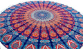 Round Beach Tapestry Turquoise Mandala Throw/Boho Hippie Beach Blanket Roundie/Indian Cotton Bohemian Large Round Table Cloth-Home Decor/Yoga Mat Meditation Picnic Rug (42", Orange and Blue)
