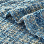 Multi-Color Light Blue Cable Woven Throw Blanket for Couch,50"X60" Boho Style Textured Blankets for Home Decor,Super Soft Warm Cozy Chunky Blanket with Decorative Tassels for Bed