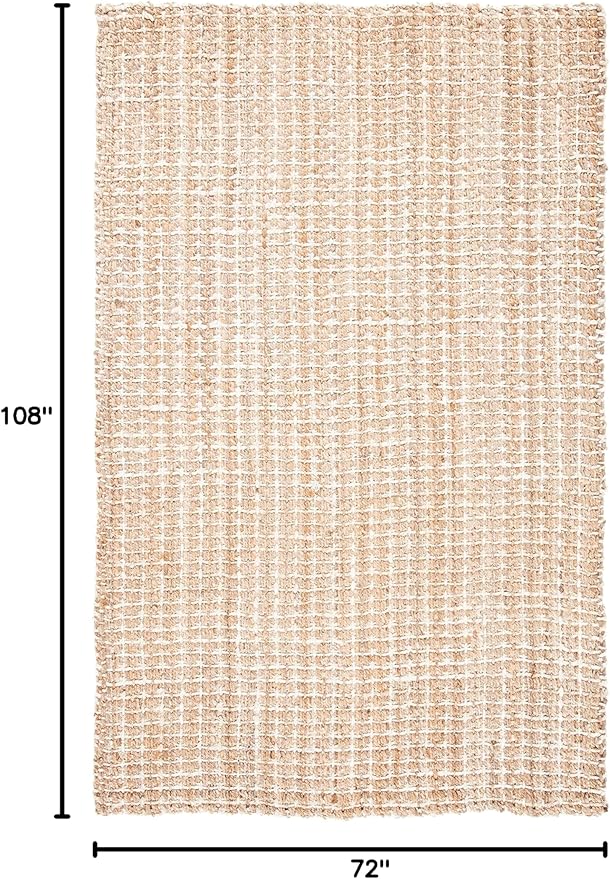 SAFAVIEH Natural Fiber Collection Area Rug - 6' x 9', Natural, Handmade Boho Farmhouse Woven Jute, Ideal for High Traffic Areas in Living Room, Bedroom (NF187A)
