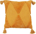 SARO LIFESTYLE Allman Collection Tufted Diamond Tassel Pillow Cover, 18", Mustard