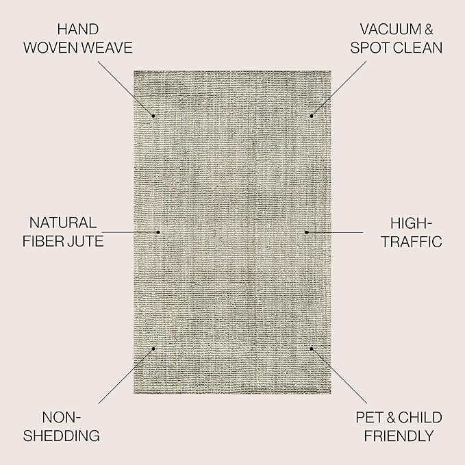 JONATHAN Y Pata Hand Woven Chunky Jute Gray Indoor Area Rug, 12x15, Bohemian, Rustic, Cottage, Easy-Cleaning for Living Room, Bedroom, Kitchen, Non-Shedding (NRF102C-15)