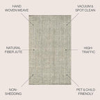 JONATHAN Y Pata Hand Woven Chunky Jute Gray 7x7 Square Indoor Area Rug, Bohemian, Rustic, Cottage, Easy-Cleaning for Living Room, Bedroom, Kitchen, Non-Shedding (NRF102C-7SQ)