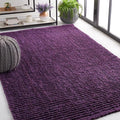 SAFAVIEH Area Rug 5x8 - Natural Fiber Collection - Purple, Handmade Jute, Farmhouse Style, Chunky Textured Thick Pile (NF447B)