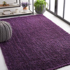 SAFAVIEH Area Rug 5x8 - Natural Fiber Collection - Purple, Handmade Jute, Farmhouse Style, Chunky Textured Thick Pile (NF447B)