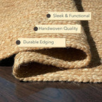 Chardin home Hand Woven Natural Jute Braided Rug -18x30 Inch Half Round | Vintage Boho Reversible Doormat for Entryway, Front Door | Farmhouse Natural Fiber Rugs for Bedroom, Kitchen, Living Room