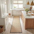 SAFAVIEH Natural Fiber Collection Runner Rug - 2'6" x 8', Maize & Grey, Sisal, Woven Design with Border (NF141G)