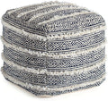Anji Mountain Pouf Ottoman Foot Rest, Handmade Ottoman Pouf, Comfortable Foot Stool, Decorative Floor Seating for Living Room Decor, Bedroom & Home Décor Accent - Carbon Fringe