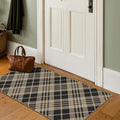 JTJ Vintage Indoor Entrance 2x4 Runner Rug - Easy Jute Woven Throw Rug for Indoor Outdoor Area, Non Slip Washable Kitchen Mat, Low Pile Black and White Geometric Aesthetic Decor