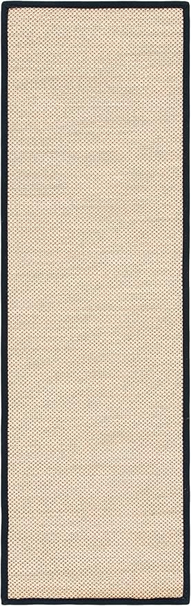 SAFAVIEH Natural Fiber Collection Runner Rug - 2'6" x 8', Maize & Black, Sisal, Woven Design with Border (NF141A)