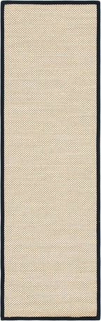 SAFAVIEH Natural Fiber Collection Runner Rug - 2'6" x 8', Maize & Black, Sisal, Woven Design with Border (NF141A)