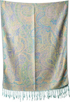 Achillea Reversible Paisley Pashmina Rave Scarf – Exotic Indian Shawls and Wraps for Evening Dresses, Festivals, All Seasons