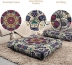 Mandala Meditation Cushion, Boho Meditation Mat, Meditation Pillows For Sitting on Floor, Cushions for Sitting in Home and Outdoor, Square Floor Pillow Cushion Seating for Yoga Accessories 22'' x 22''