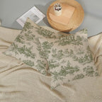 French Country Pillow Covers 18x18 Set of 2 Vintage Sage Green Throw Pillows French Country Outdoor Decorative Pillowcase Retro Rustic Linen Decor Farmhouse Cushion Case for Couch Bed Sofa