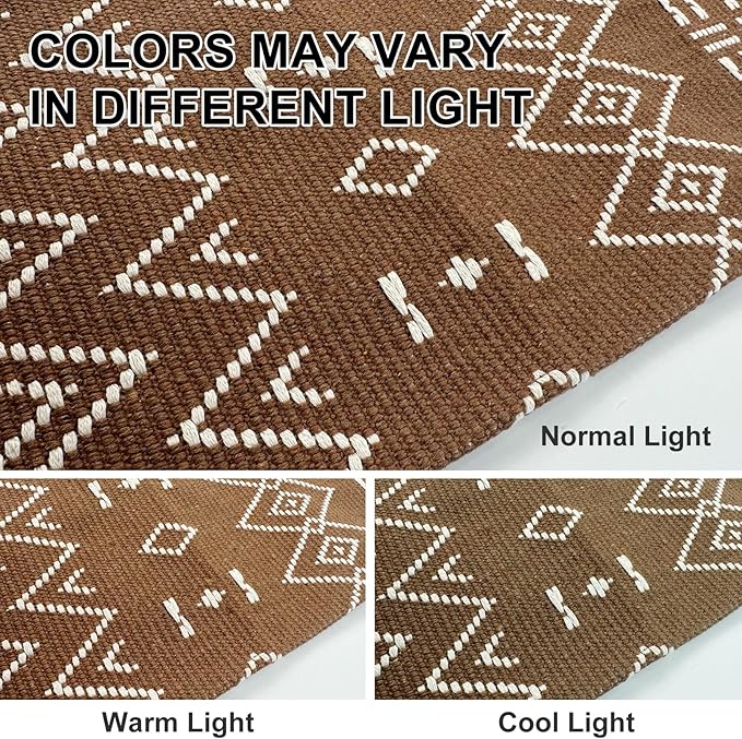 Kitchen Runner Rug,Kitchen Mats for Floor,Braided Rugs Non Slip Washable,20"x48" Boho Style,Brown and White Faux Jute Rug with Anti-Skid TPR Backing for Entryway,Bathroom,Kitchen,Bedroom