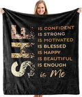 Black Inspirational Blanket, She is Confident Motivational Black Women Throw Blankets Gifts for Bed Couch Girly Room Bedroom Dorm Home Decor, Inspirational Gifts for Women, 50x60 Inches