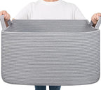 Goodpick Large Toy Basket for Blankets, Baby Laundry Basket, Storage Baskets for Organizing, Laundry Hamper for Dirty Clothes, Towel, Woven Rope Storage Baskets, 21.6" x 14.9" x 11.8", Gray