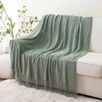 BATTILO HOME Sage Green Throw Blanket for Couch, Sage Green Decor, Knit Throw Blankets for Bed, Spring Throw Blanket Light Blue, 50"x60"