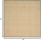 SAFAVIEH Area Rug 6' Square - Natural Fiber Collection - Natural & Olive Green, Seagrass, Basketweave Pattern with Border (NF114G)
