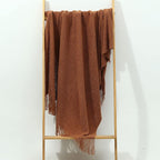 CREVENT Rustic Farmhouse Knit Throw Blanket for Couch Sofa Chair Bed Home Decoration, Soft Warm Cozy Light Weight for Spring Summer Fall (50''X60'' Caramel)