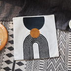Boho Stylish Accent Throw Pillow Covers 18x18 Tribe Modern Round Arched Geometric Decorative Abstract Pillowcase for Bed Couch Living Room,1 PC,Tan and Black
