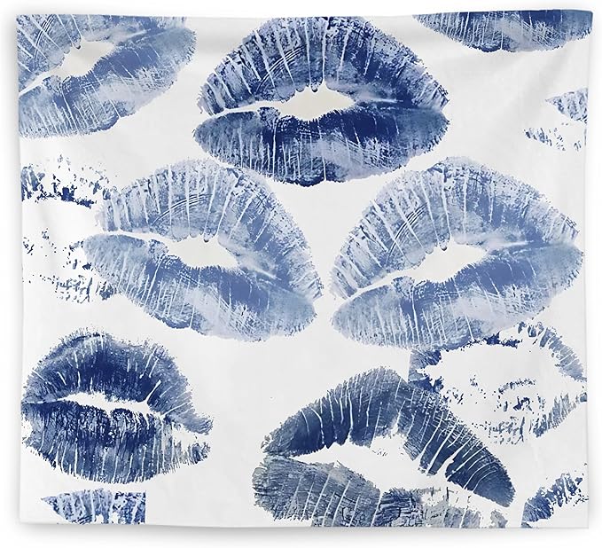 WNAGT Trendy Black and White Kiss Lips Tapestry Wall Hanging, Funky Makeup Wall Decor, Fashion Aesthetic Wall Blanket Decor for Girls Room College Dorm Makeup Room Beauty Room, 50x60 Inch