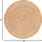 SAFAVIEH Area Rug 8' Round - Cape Cod Collection- Large - Natural Brown, Handmade Braided Flat Weave Jute (CAP252A)