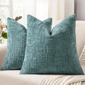 decorUhome Summer Teal Chenille Throw Pillow Covers 20x20 Set of 2 Textured Soft Cozy Slubby Couch Pillow Covers Modern Farmhouse Boho Decorative Pillow Cases for Bed Sofa Living Room