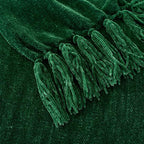 Chenille Throw Blanket for Couch with Tassels,50"X60" Soft Cozy Lightweight Knitted Boho Decorative Blankets for Bed and Sofa,Dark Green