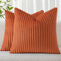 Simmore Decorative Spring Throw Pillow Covers 16x16 Set of 2, Soft Natural Plush Flannel Double-Sided Fluffy Couch Pillow Covers for Sofa Living Room, Rust