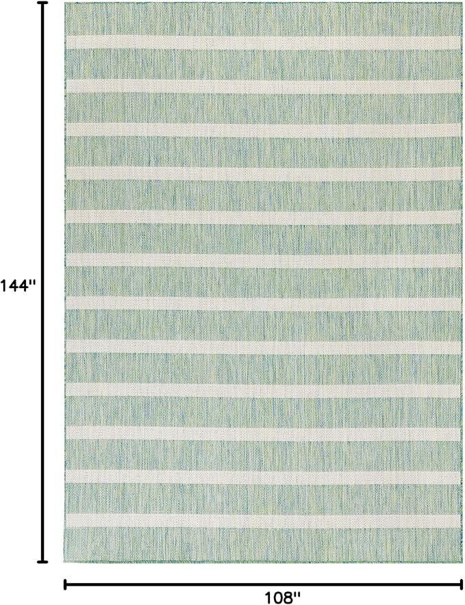 Nourison Home Positano Blue Green Ivory 9' x 12' Area Rug - Easy Clean, Non Shedding, Bed Room, Living Room, Dining Room, Kitchen (9' x 12')