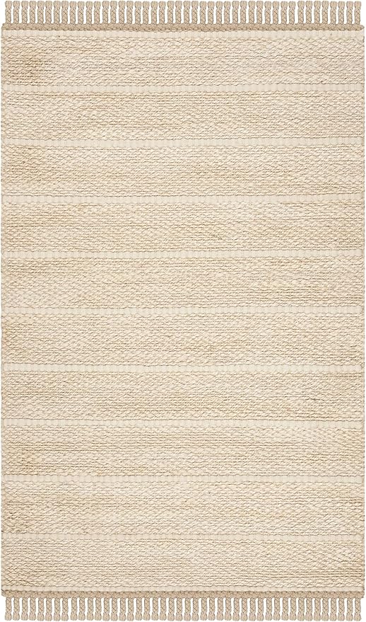 SAFAVIEH Natural Fiber Collection Accent Rug - 4' x 6', Ivory & Ivory, Handmade Tassel Jute, Ideal for High Traffic Areas in Entryway, Living Room, Bedroom (NF550B)