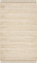SAFAVIEH Natural Fiber Collection Accent Rug - 4' x 6', Ivory & Ivory, Handmade Tassel Jute, Ideal for High Traffic Areas in Entryway, Living Room, Bedroom (NF550B)