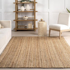 nuLOOM 2x6 Rigo Jute Hand Woven Area Rug, Natural, Solid Farmhouse Design, Natural Fiber, For Bedroom, Living Room, Dining Room, Hallway, Office, Kitchen, Entryway