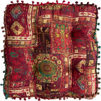 Round Cushion Sofa Cushion Soft Throw Pillow Meditation Pillow Living Room Window Balcony Decoration Pillow (15.7in, Red Square)
