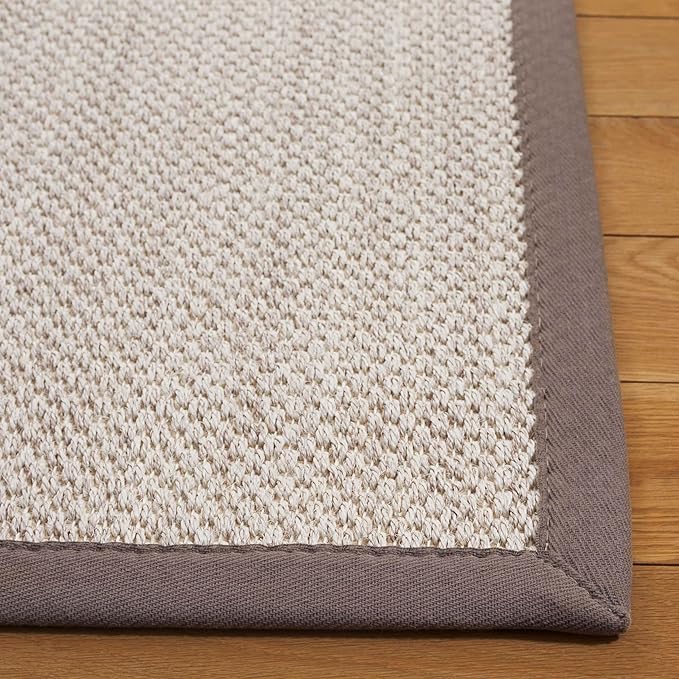 SAFAVIEH Natural Fiber Collection Runner Rug - 2'6" x 8', Marble & Khaki, Sisal, Woven Design with Border (NF143E)