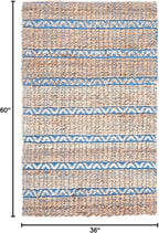 SAFAVIEH Natural Fiber Collection Accent Rug - 3' x 5', Blue & Natural, Handmade Flat Weave Stripe Jute & Cotton Jute, Ideal for High Traffic Areas in Entryway, Living Room, Bedroom (NFB655M)